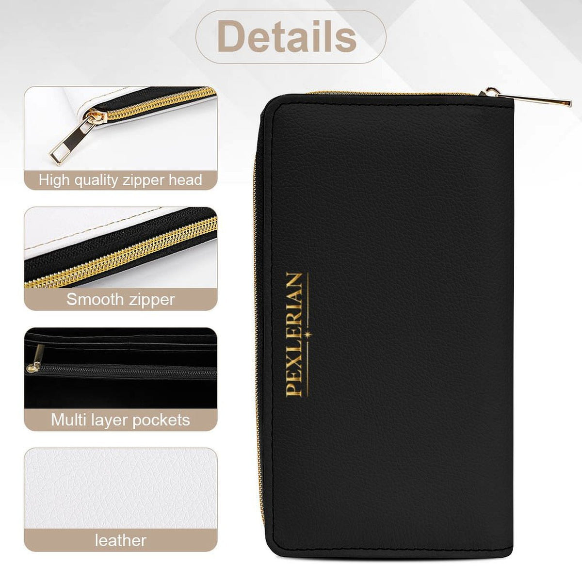 Pexlerian Gold Compass Women’s Wallet - Black
