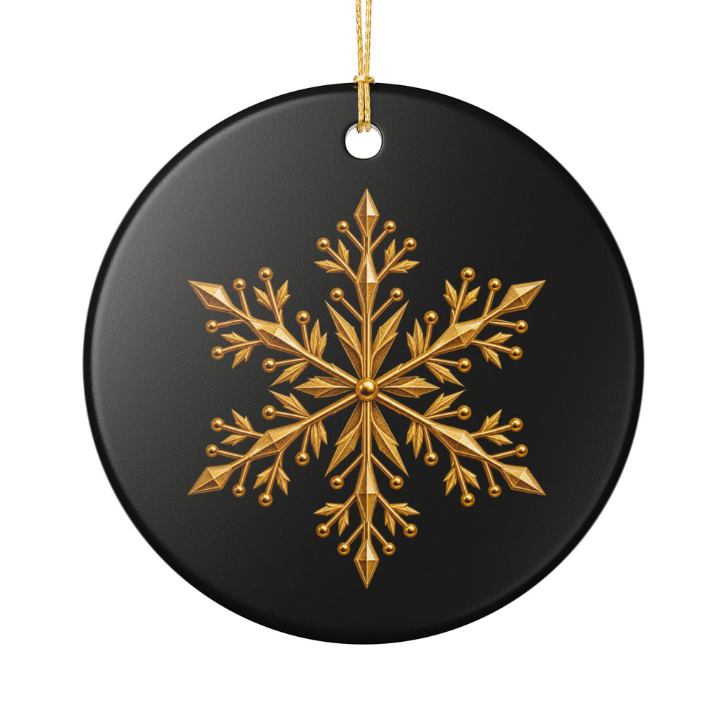 Pexlerian Gold Ceramic Snowflake & “Merry Christmas” Holiday Decoration