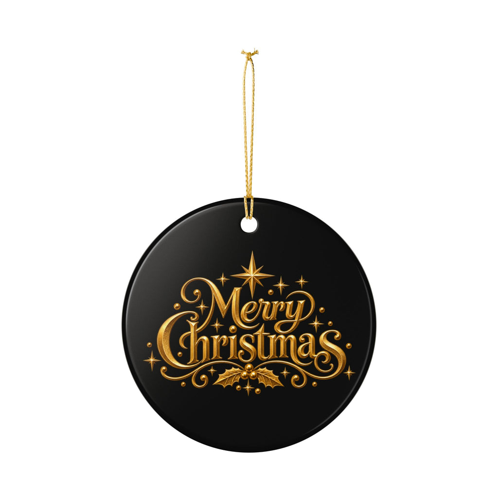 Pexlerian Gold Ceramic Snowflake & “Merry Christmas” Holiday Decoration