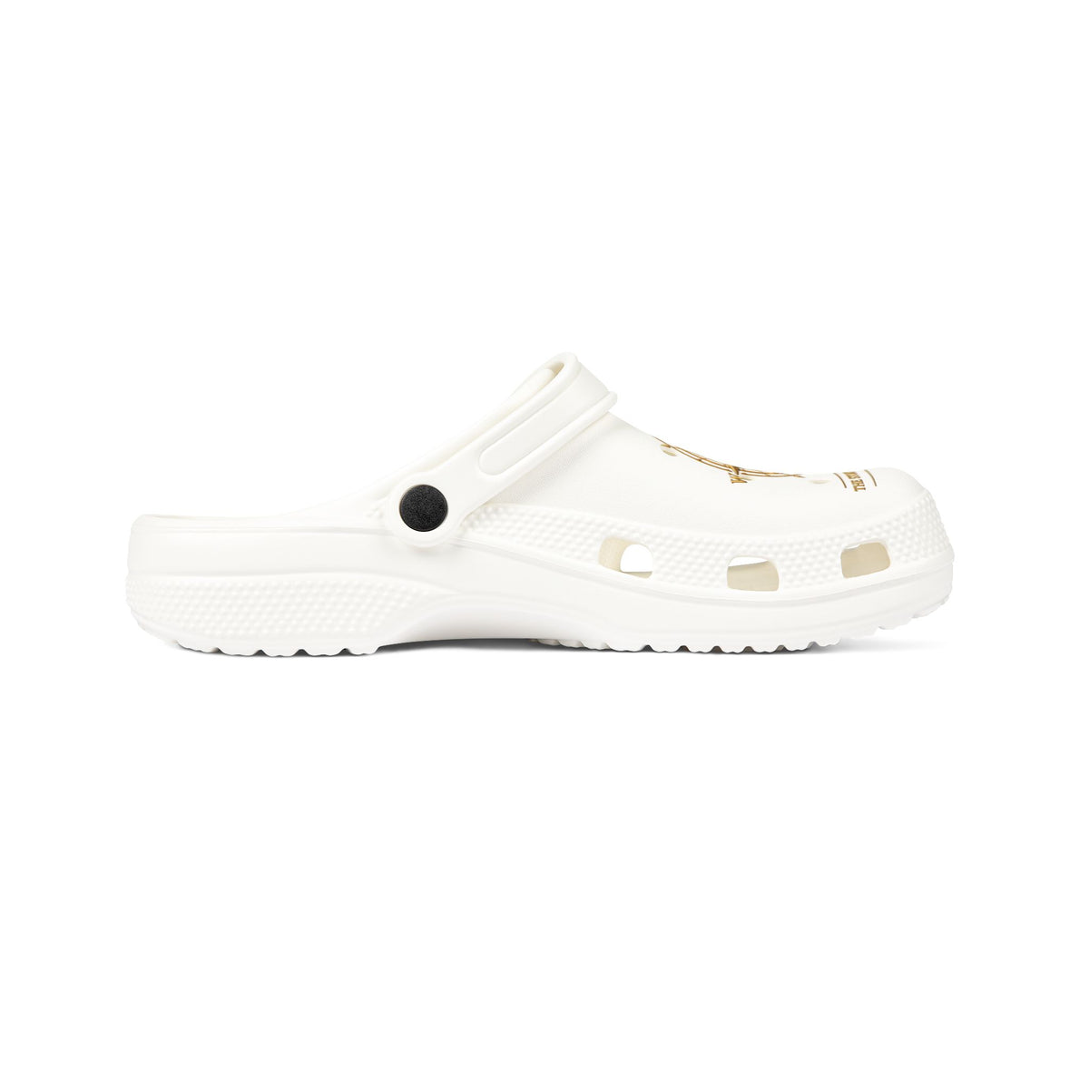 Pexlerian Gold Compass EVA Foam Clogs — White Waterproof Slip-On
