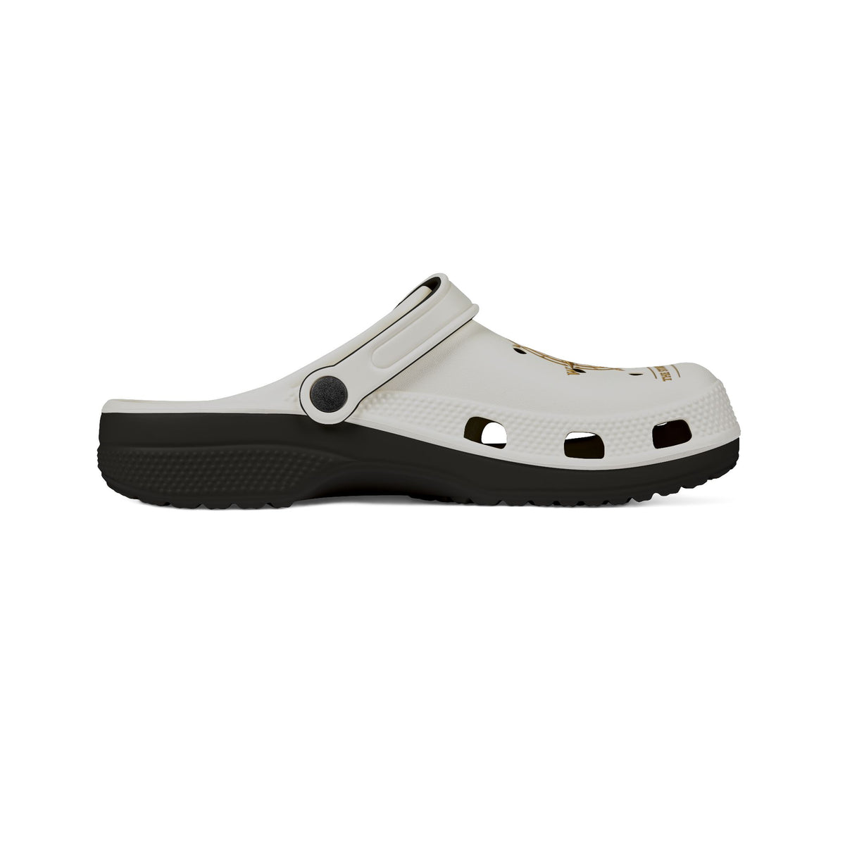 Pexlerian Gold Compass EVA Foam Clogs — White Waterproof Slip-On