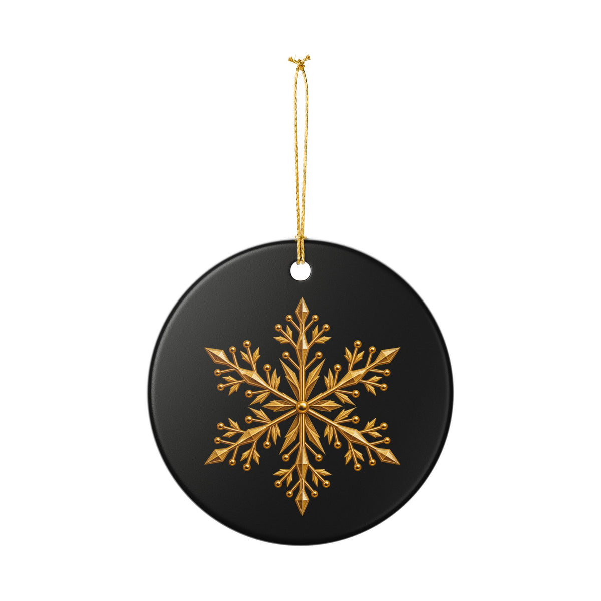 Pexlerian Gold Ceramic Snowflake & “Merry Christmas” Holiday Decoration