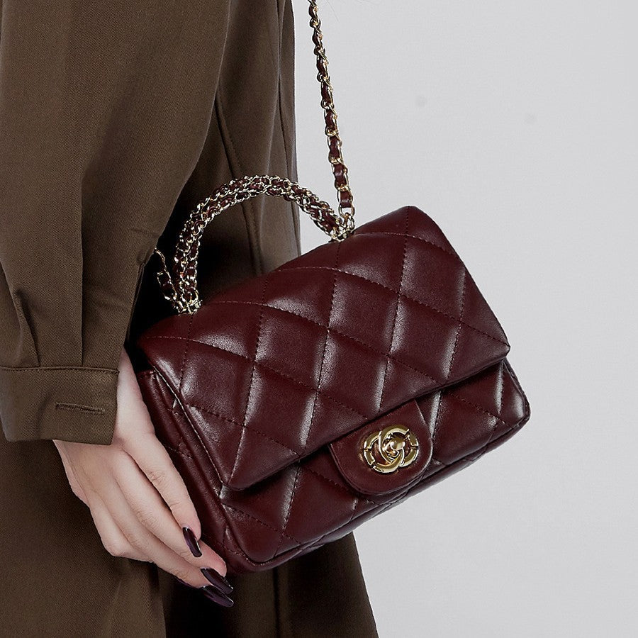Quilted Leather Chain Handbag