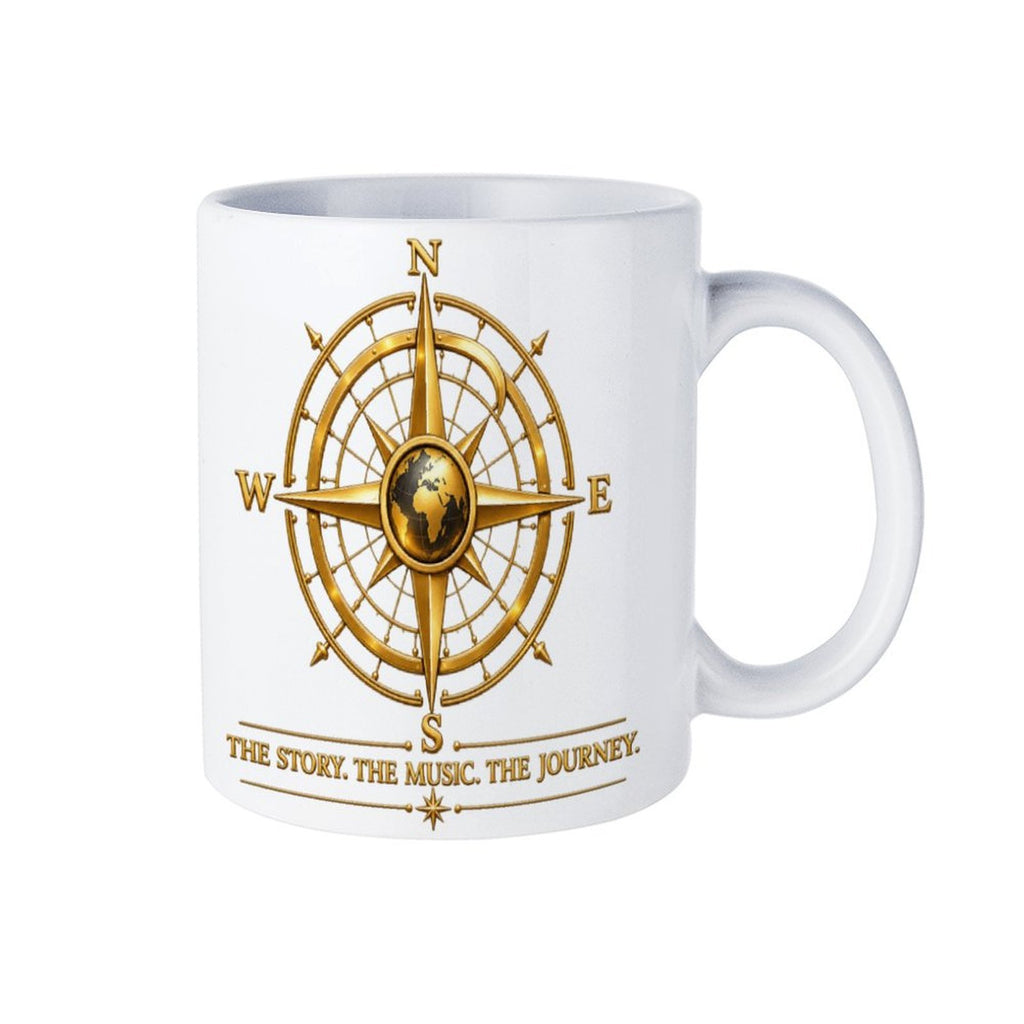 Pexlerian Gold Compass White Mug