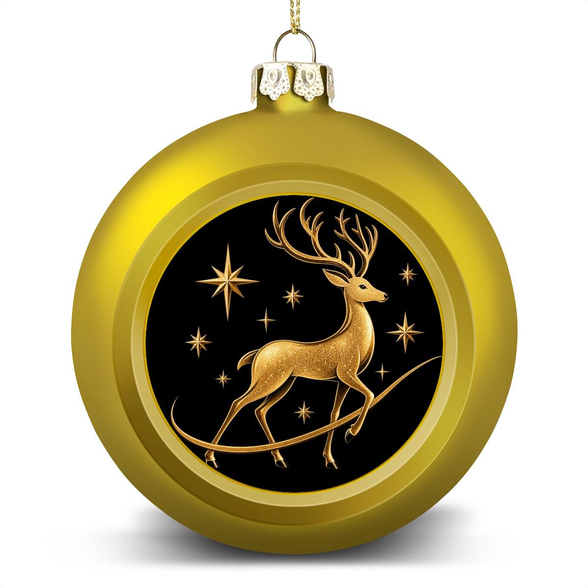 Pexlerian Christmas Ball Ornament – Gold Reindeer