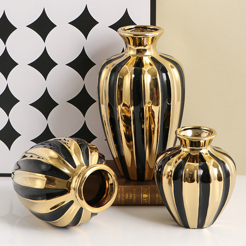 Light luxury ceramic jars creative living room vases flower arrangements ceramic jars dining table decorations handicrafts