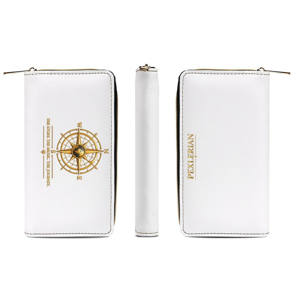 Pexlerian Gold Compass Women’s Wallet - White