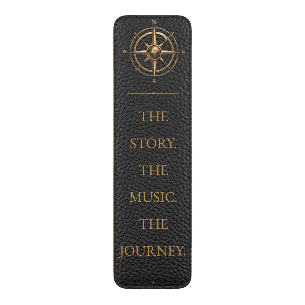 Pexlerian Gold Compass Leather Bookmark - Black