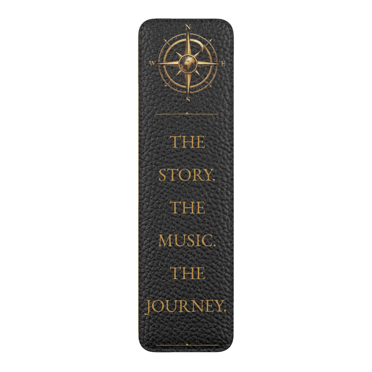 Pexlerian Gold Compass Leather Bookmark - Black
