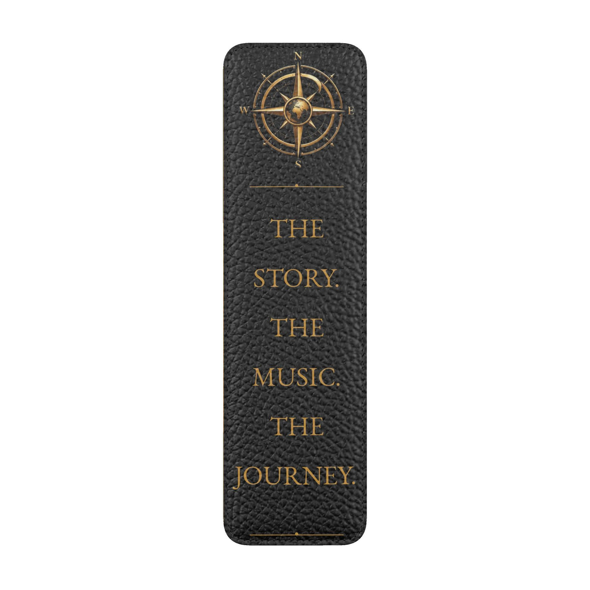 Pexlerian Gold Compass Leather Bookmark - Black