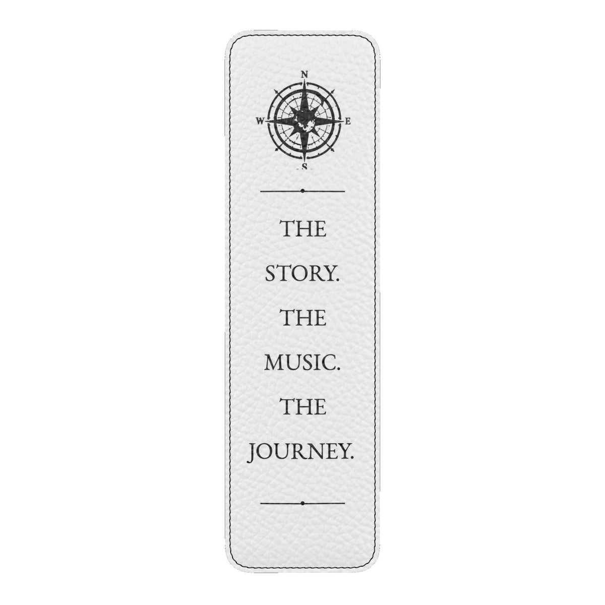 Pexlerian Black Compass Leather Bookmark - White