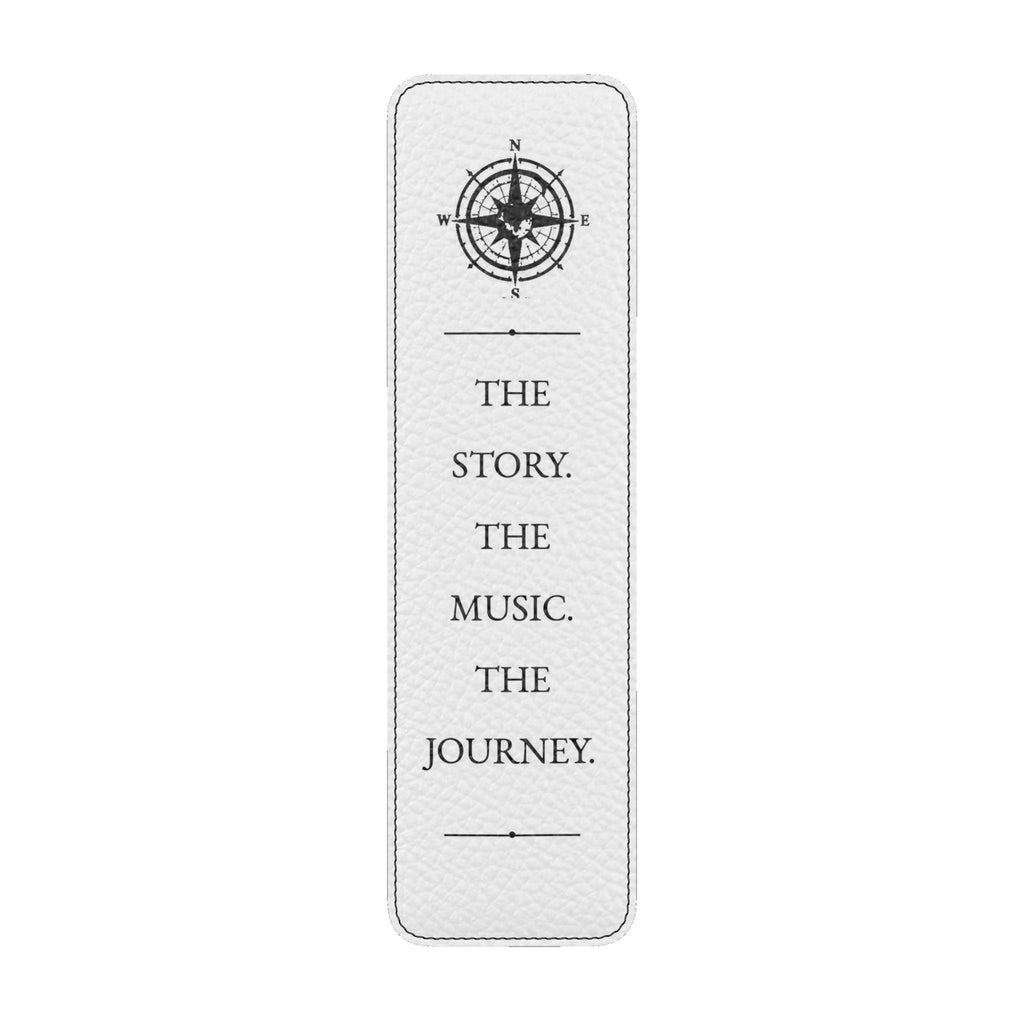 Pexlerian Black Compass Leather Bookmark - White