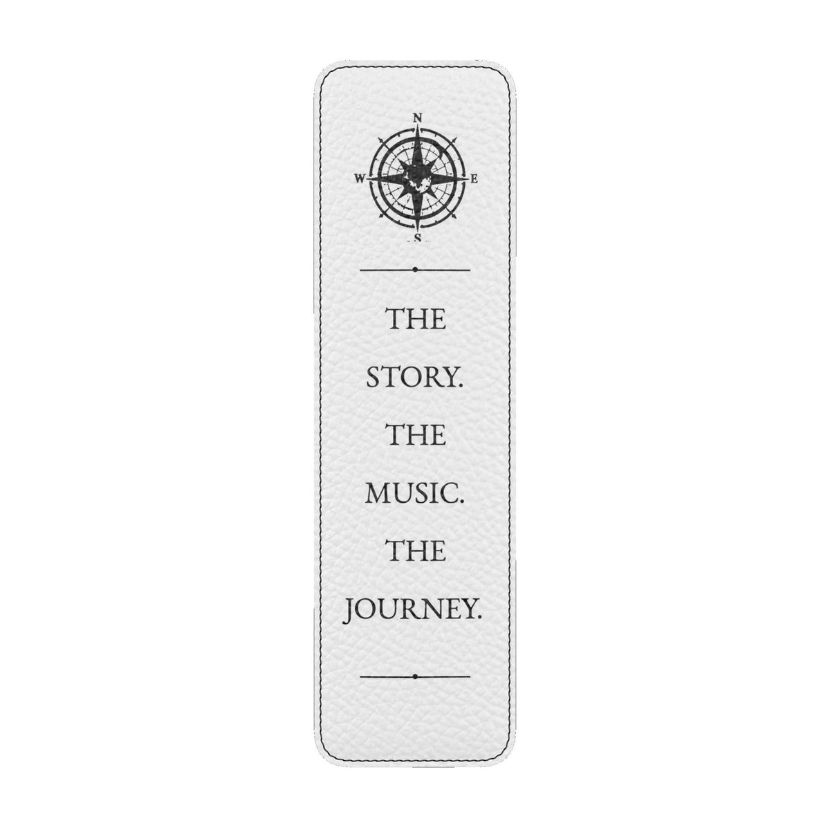 Pexlerian Black Compass Leather Bookmark - White