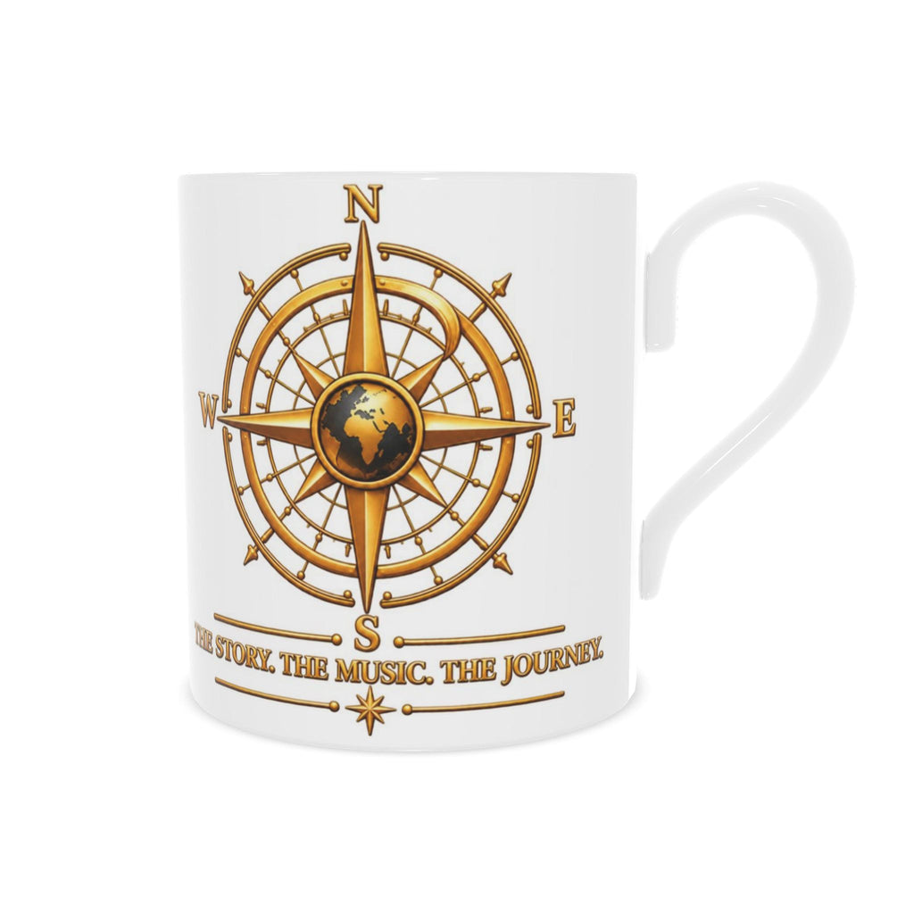 Pexlerian Gold Compass Bone China Mug - White