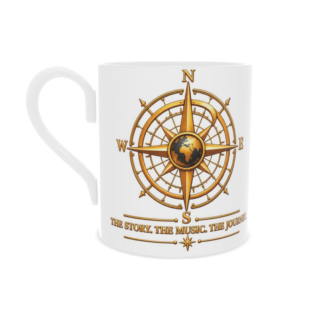 Pexlerian Gold Compass Bone China Mug - White