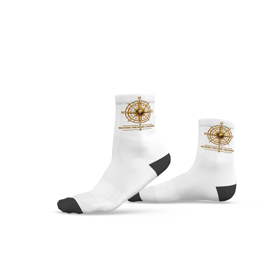 Pexlerian Gold Compass Socks - White