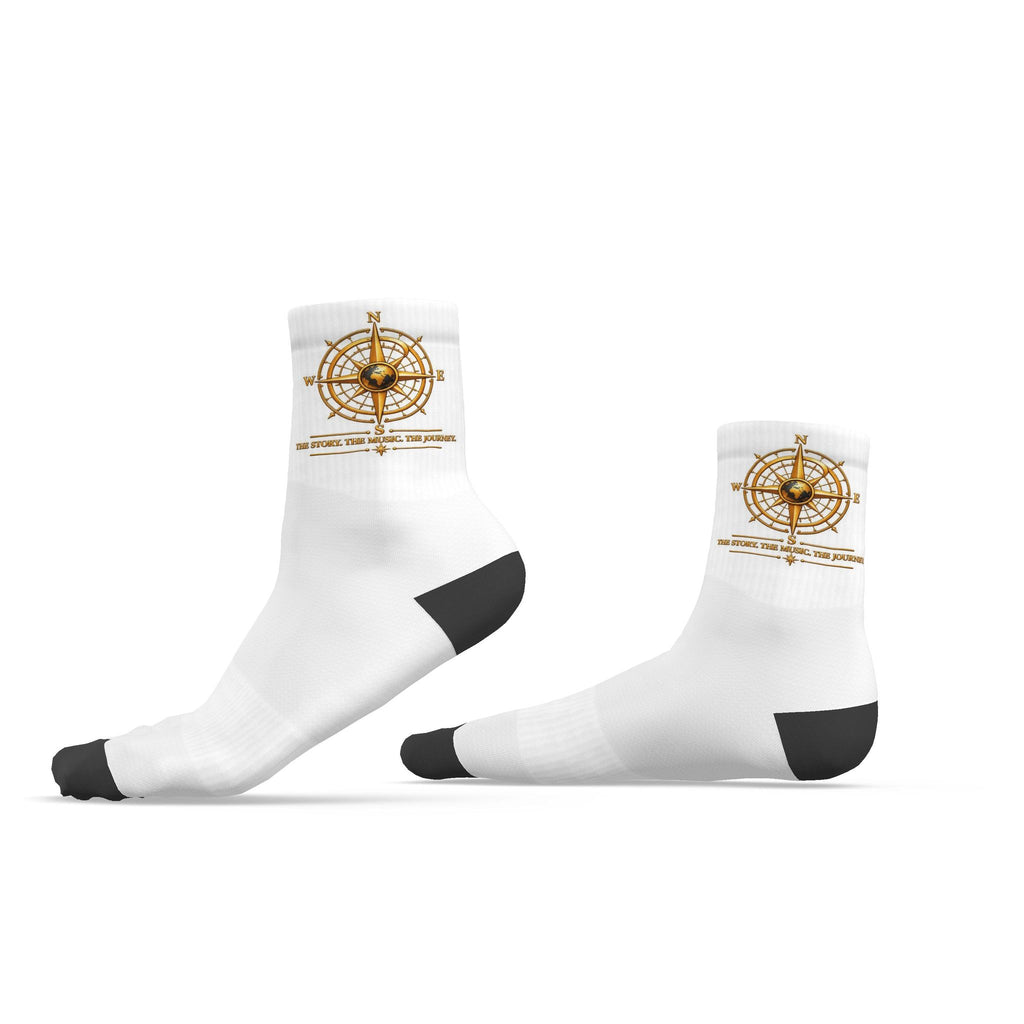 Pexlerian Gold Compass Socks - White