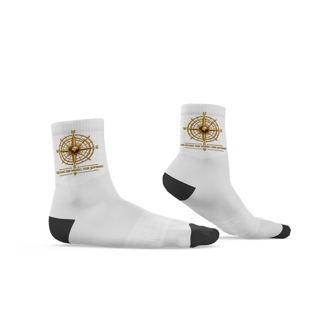 Pexlerian Gold Compass Socks - White