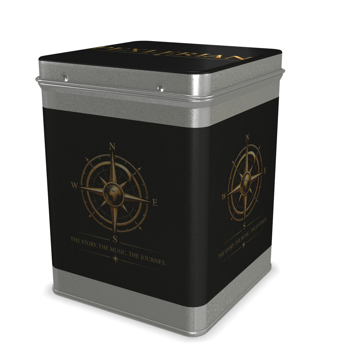 Pexlerian Gold Compass Tea Caddy