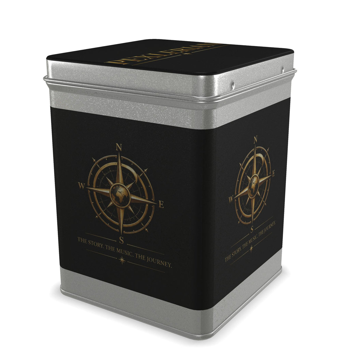 Pexlerian Gold Compass Tea Caddy