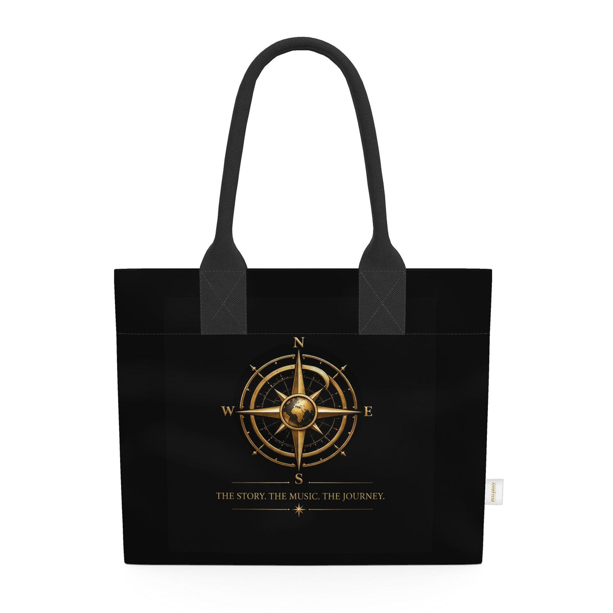 Pexlerian Gold Compass Tote – Black