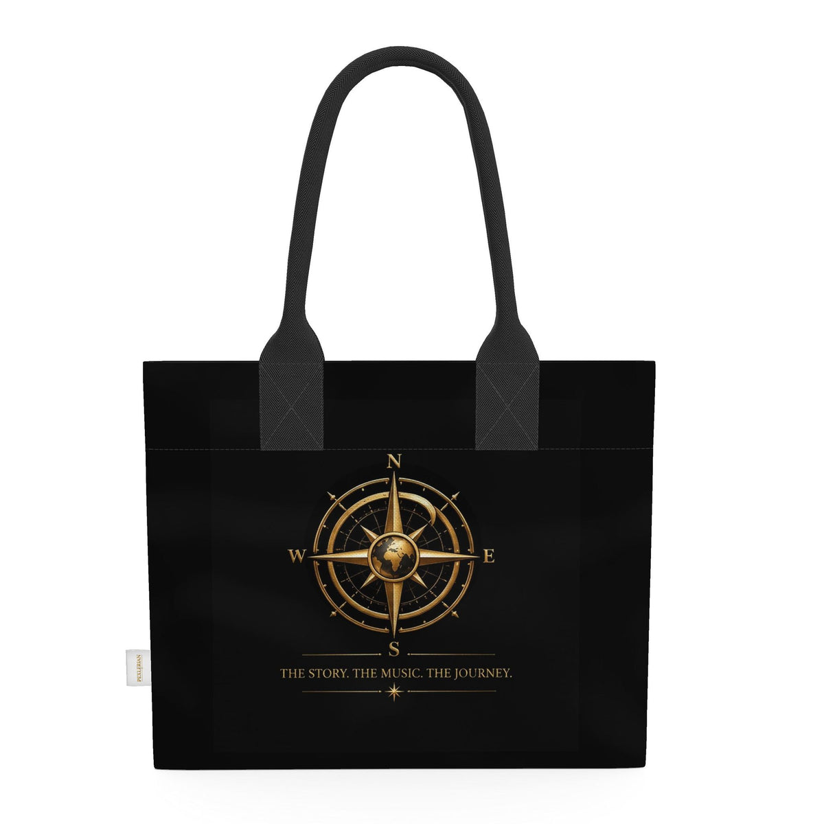 Pexlerian Gold Compass Tote – Black