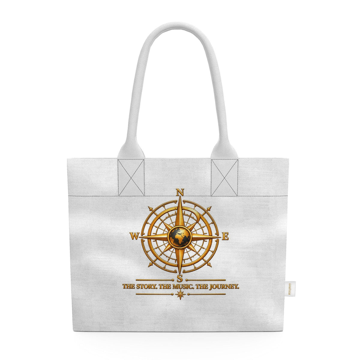 Pexlerian Gold Compass Tote – White