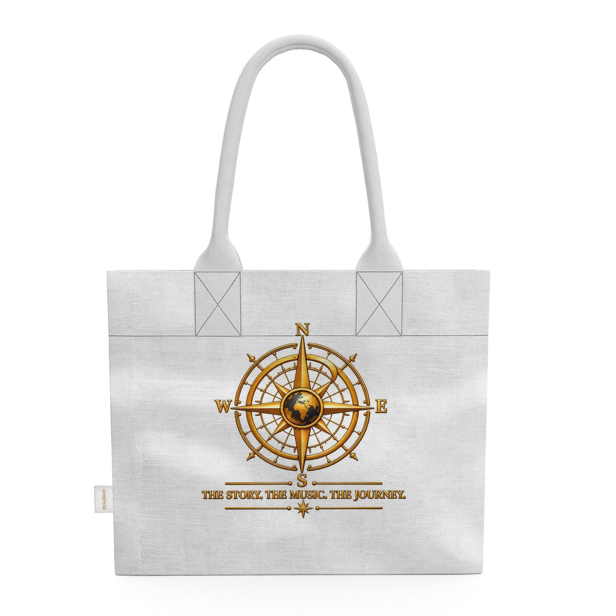 Pexlerian Gold Compass Tote – White