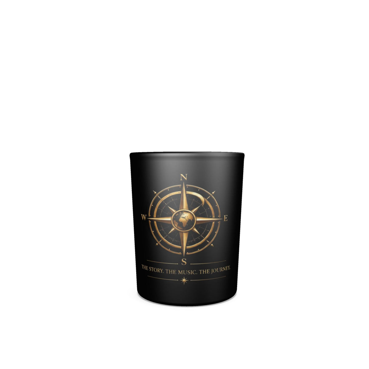 Pexlerian Gold Compass Round Shot Glasses – Black – Set of 4