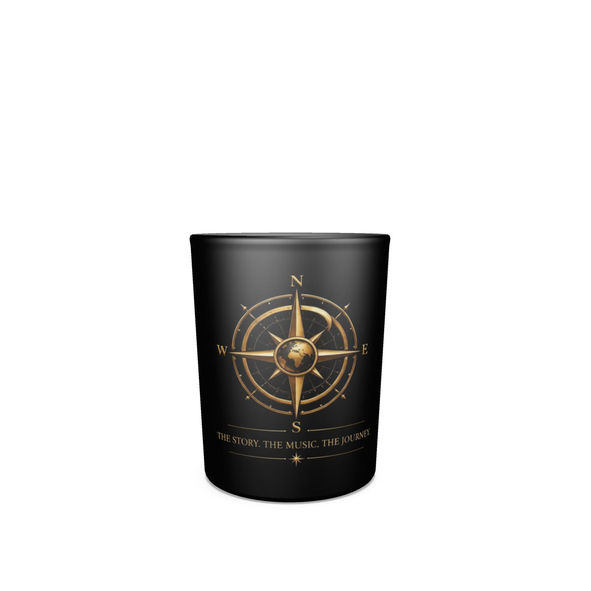 Pexlerian Gold Compass Round Shot Glasses – Black – Set of 4