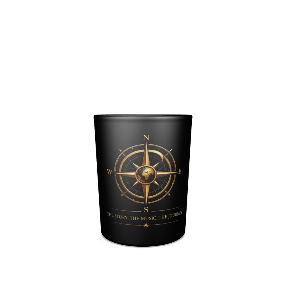 Pexlerian Gold Compass Round Shot Glasses – Black – Set of 4