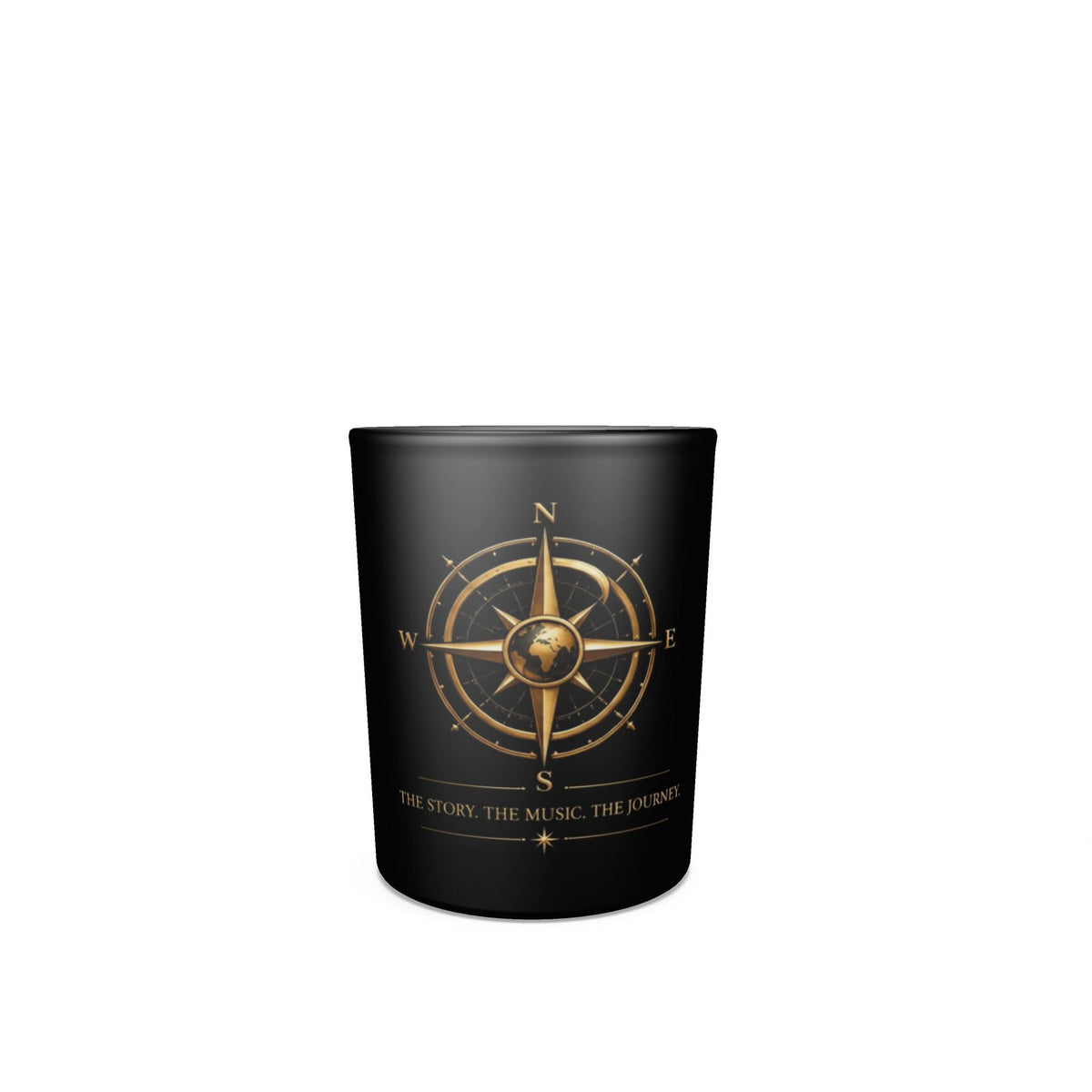 Pexlerian Gold Compass Round Shot Glasses – Black – Set of 4