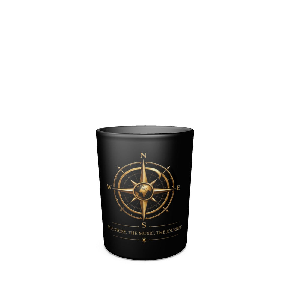 Pexlerian Gold Compass Round Shot Glasses – Black – Set of 4
