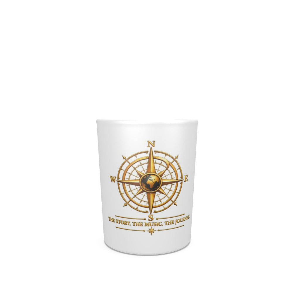 Pexlerian Gold Compass Round Shot Glasses – White – Set of 4