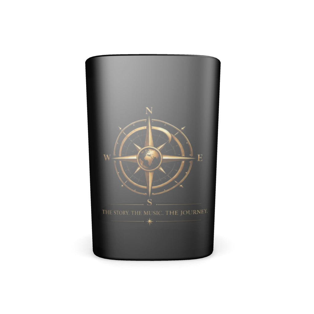 Pexlerian Gold Compass Square Shot Glasses – Black – Set of 4