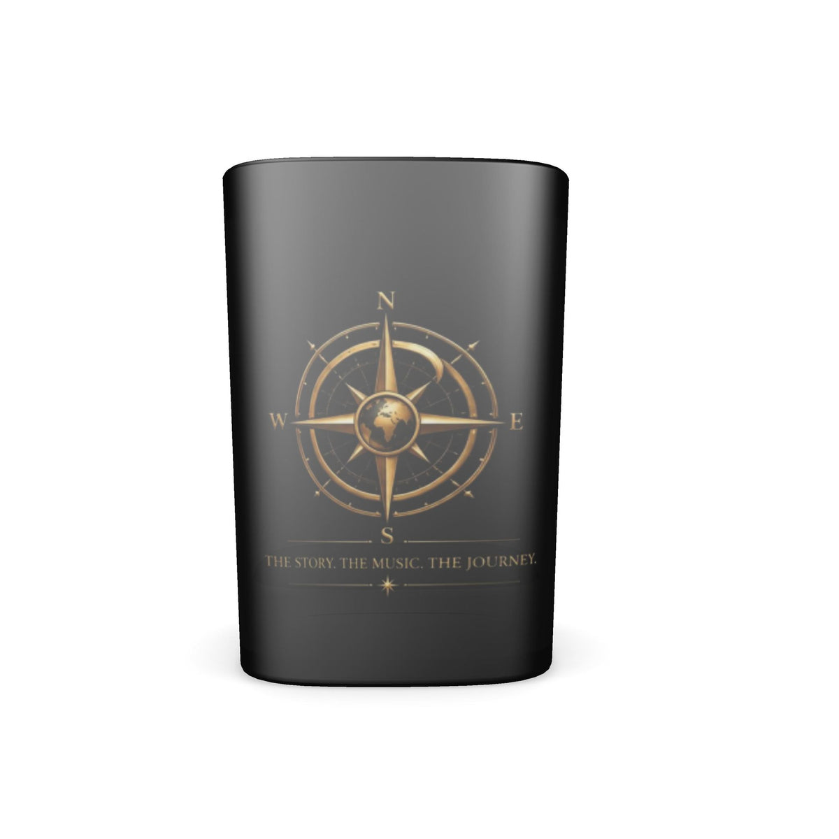 Pexlerian Gold Compass Square Shot Glasses – Black – Set of 4