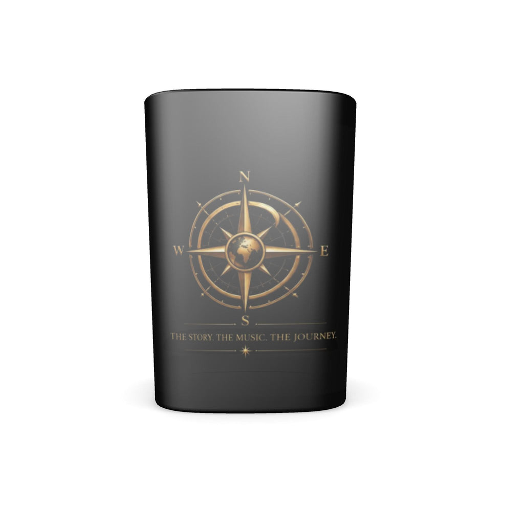 Pexlerian Gold Compass Square Shot Glasses – Black – Set of 4