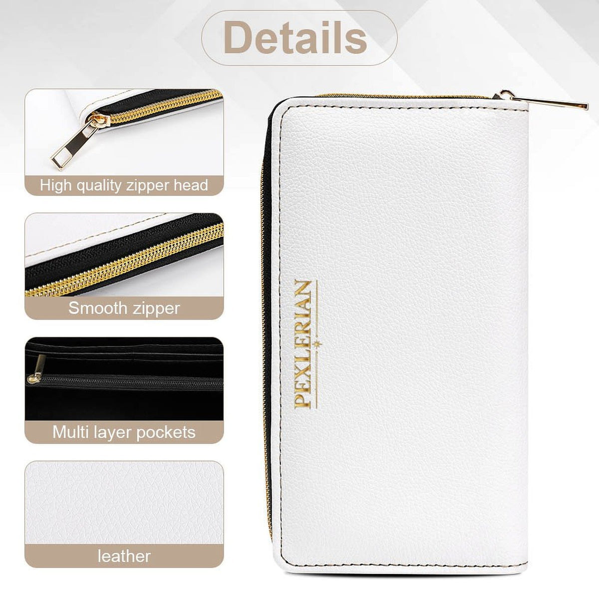 Pexlerian Gold Compass Women’s Wallet - White