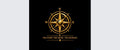 Black Pexlerian mouse mat design preview with a gold globe compass and THE STORY. THE MUSIC. THE JOURNEY. tagline.