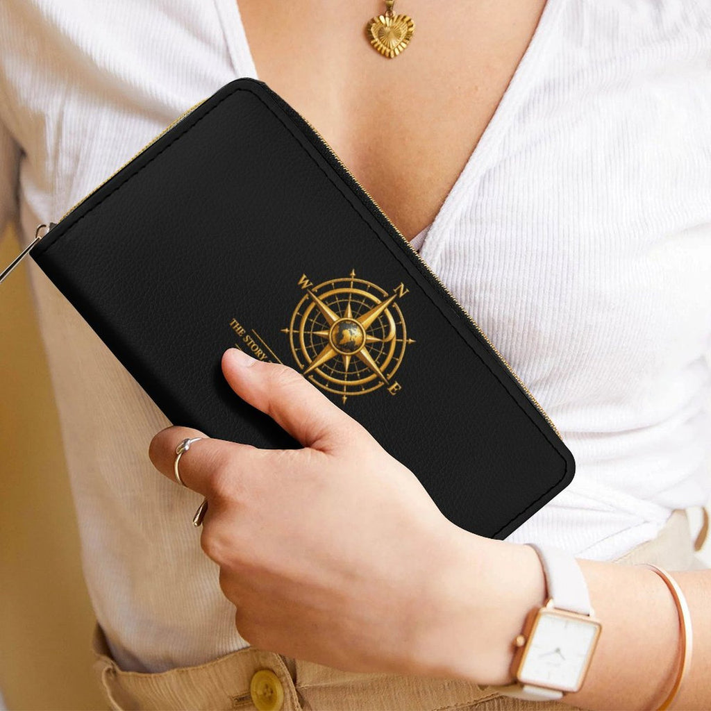 Pexlerian Gold Compass Women’s Wallet - Black