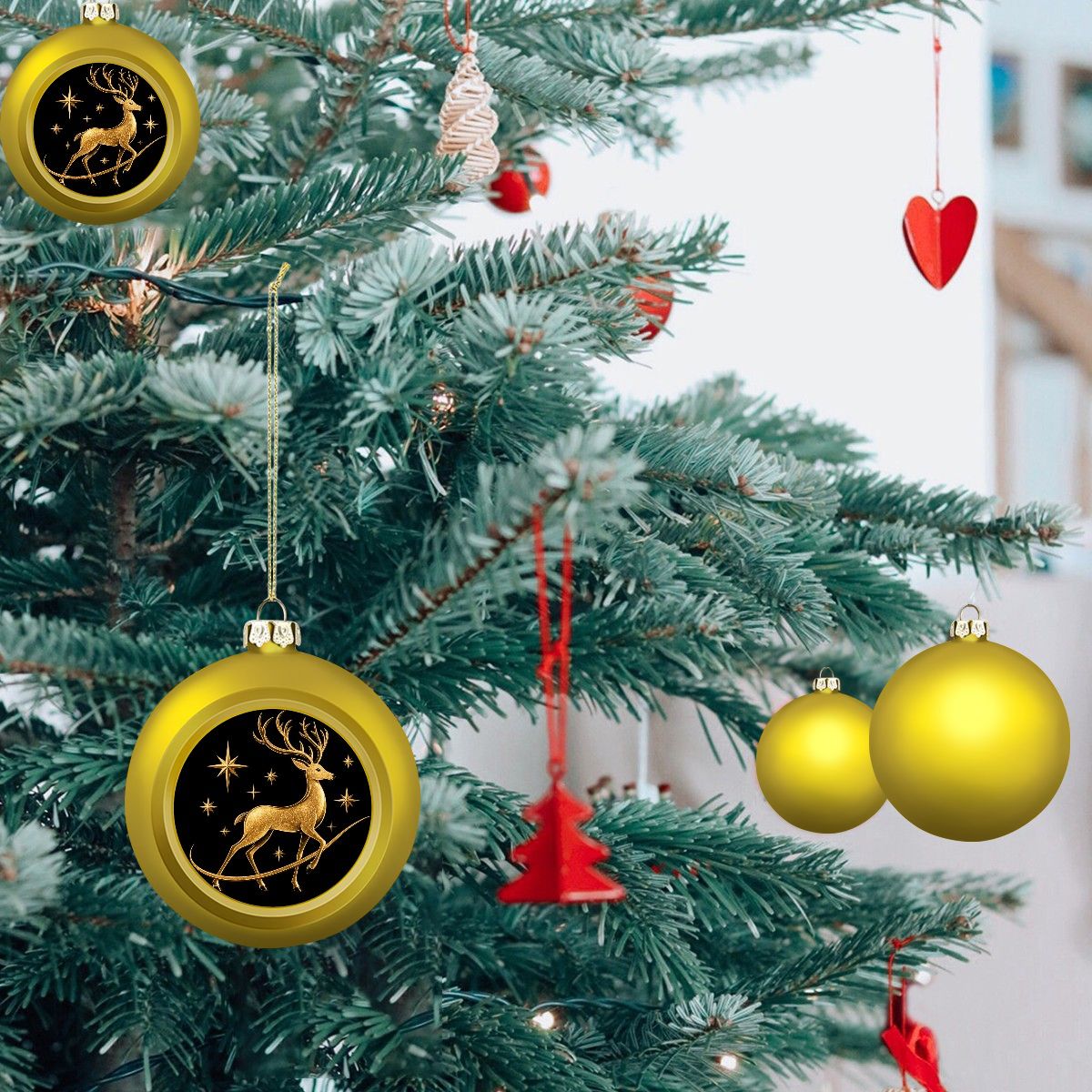 Pexlerian Christmas Ball Ornament – Gold Reindeer