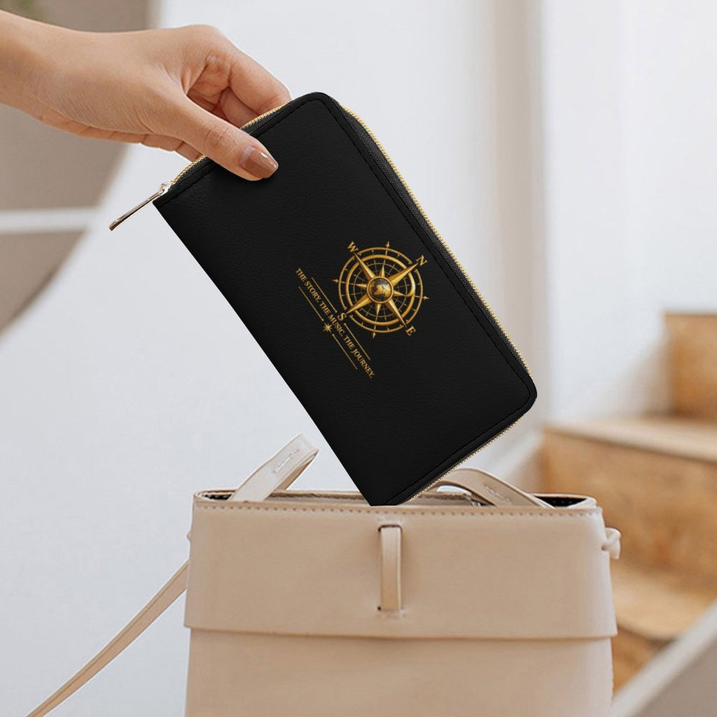 Pexlerian Gold Compass Women’s Wallet - Black