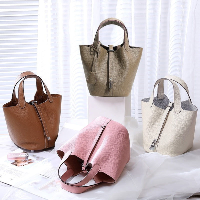 Top-Grain Cowhide Bucket Bag