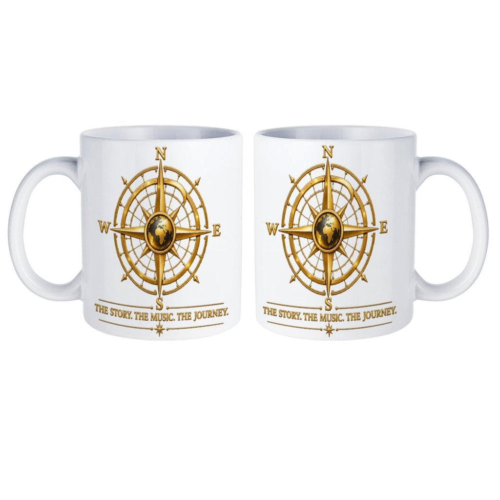 Pexlerian Gold Compass White Mug