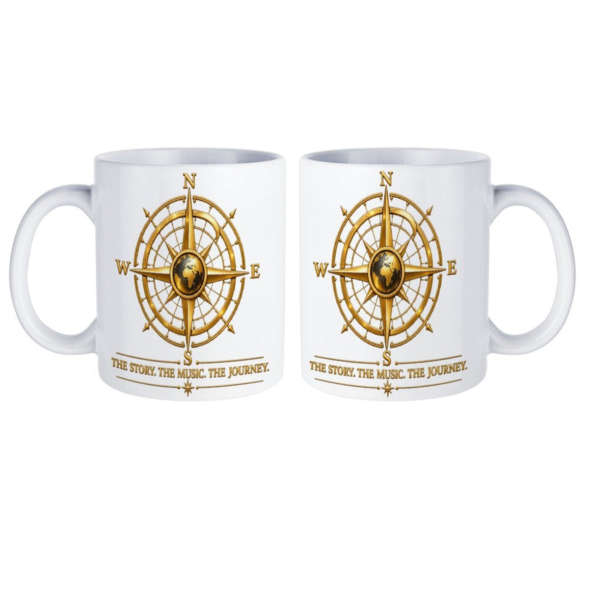 Pexlerian Gold Compass White Mug