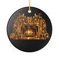 Pexlerian Christmas Ceramic Ornament — Gold Fireplace & "Merry Christmas" Holiday Decoration