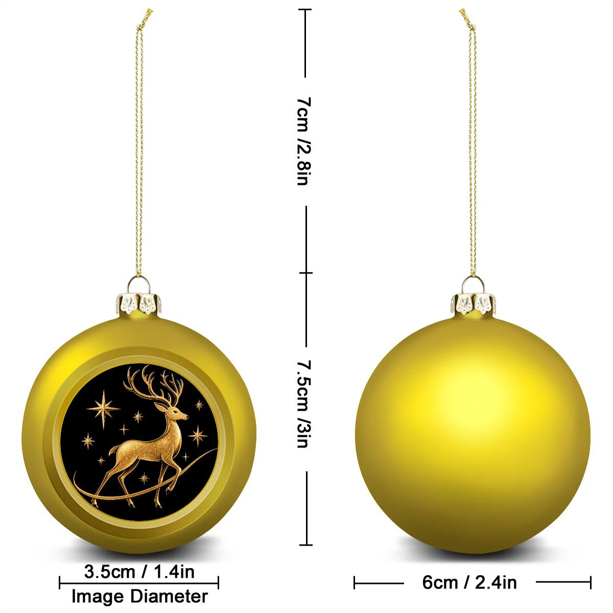Pexlerian Christmas Ball Ornament – Gold Reindeer