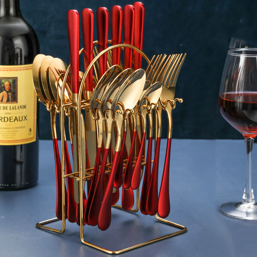 24-Piece Cutlery Set with Display Rack