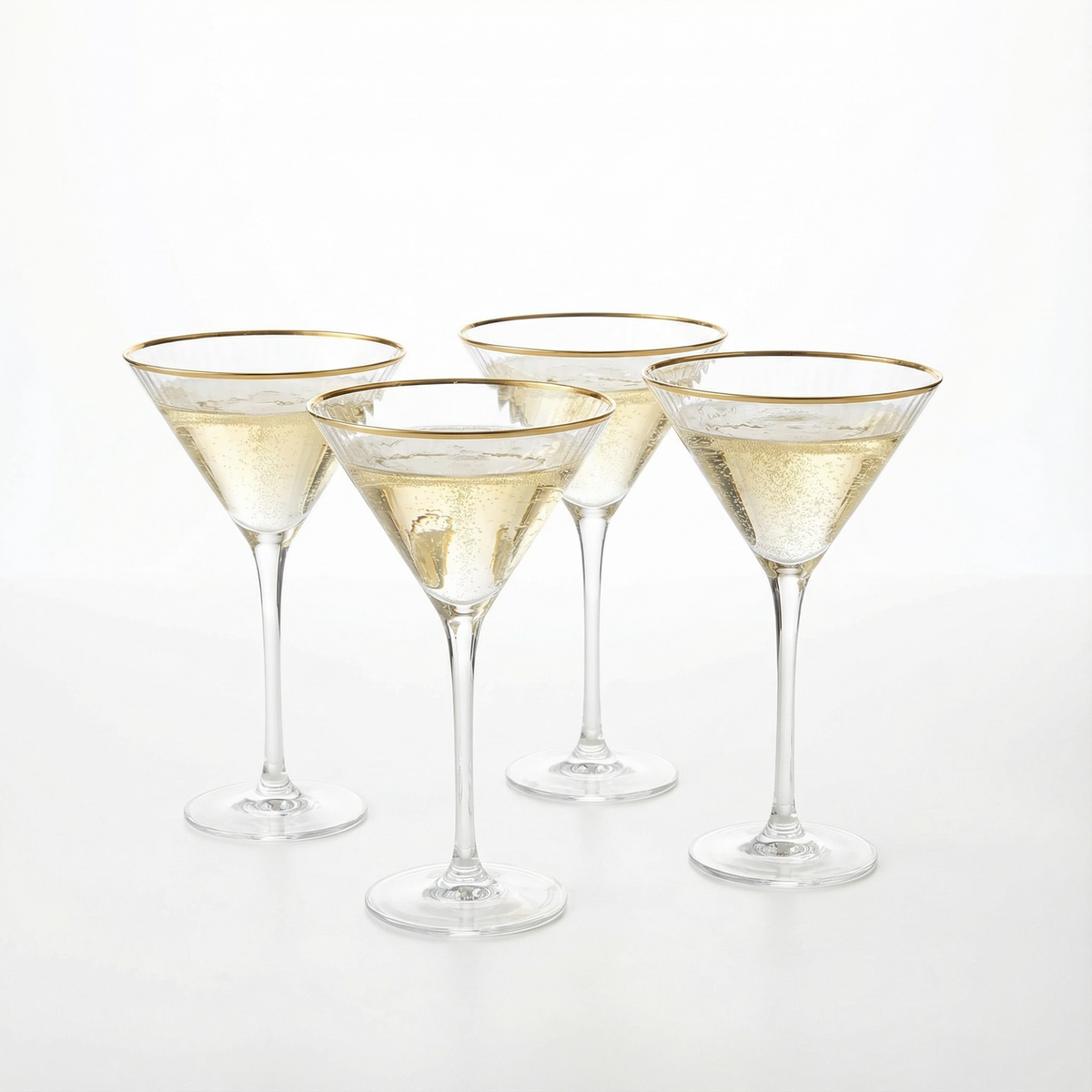 Gold-Rim Martini Glasses – Set of 4