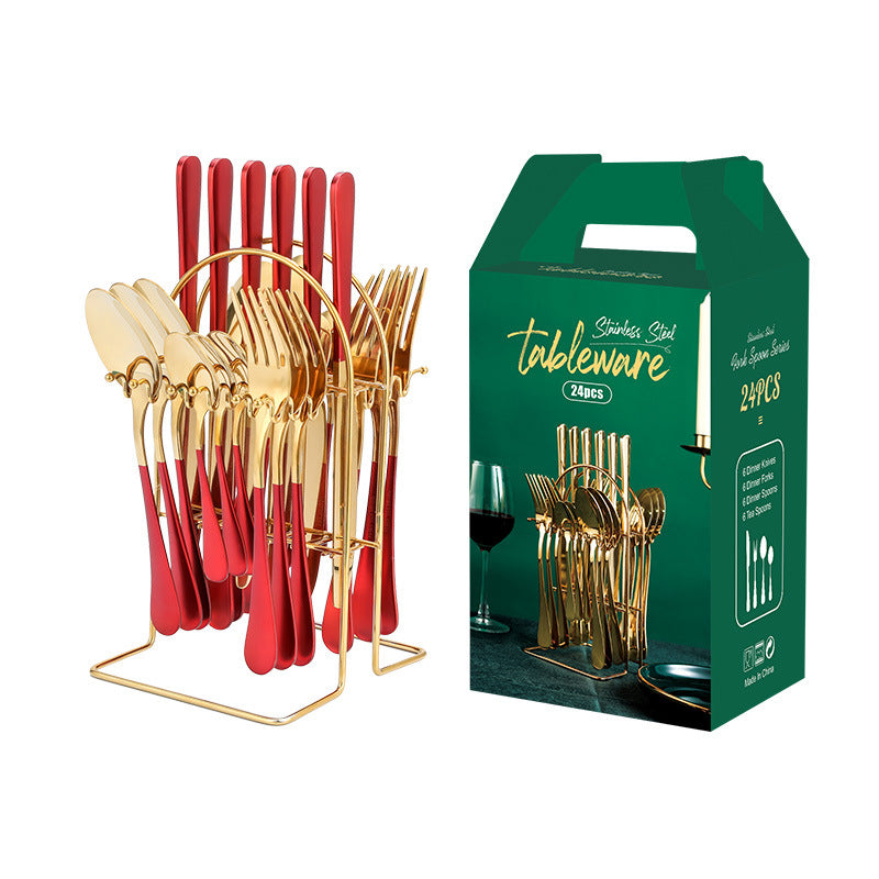 24-Piece Cutlery Set with Display Rack